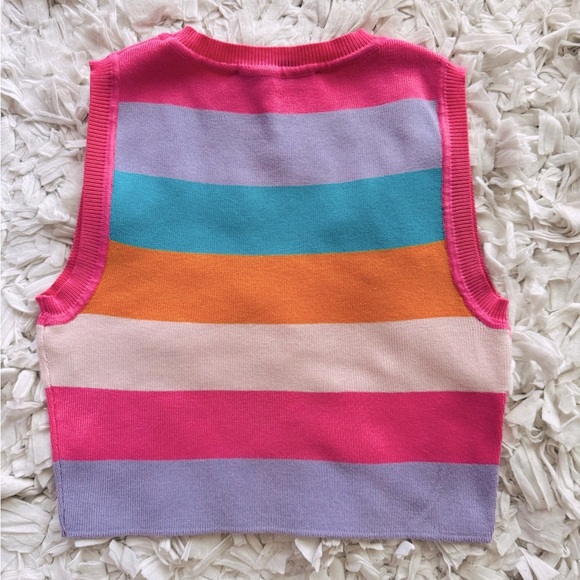 Zara stripe rainbow colored knit crop top size small - Picture 4 of 7